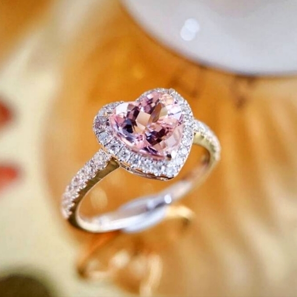 Pink Heart Cubic Zirconia Ring - Picture 2 of 8
